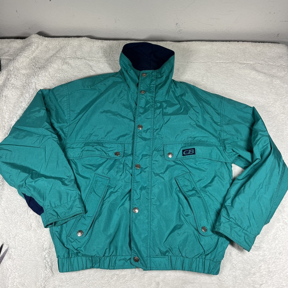 Vintage CB Blue Teal Retro Windbreaker Winter Ski‎ Jacket Men's Medium
